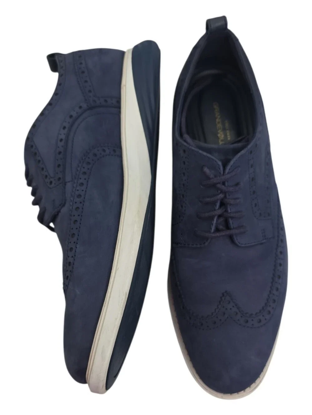 Cole Haan GrandevOlution Wingtip Navy Suede Oxford Shoes Size 10.5M